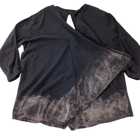 LINDSEY THORNBURG Womens 2 Blouse Gray Top Dyed Shirt Lagenlook Boho Top - Picture 6 of 16